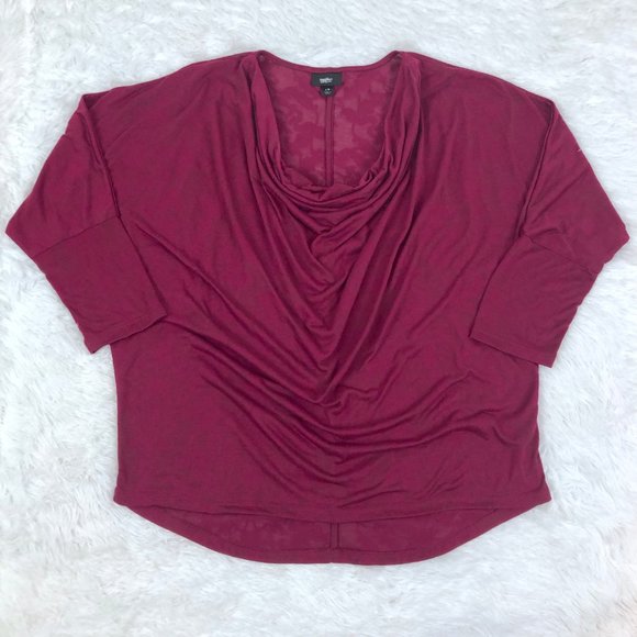 ✅SOLD✅Mossimo 3/4 Dolman Sleeve Top Burgundy Cowl - Picture 2 of 8